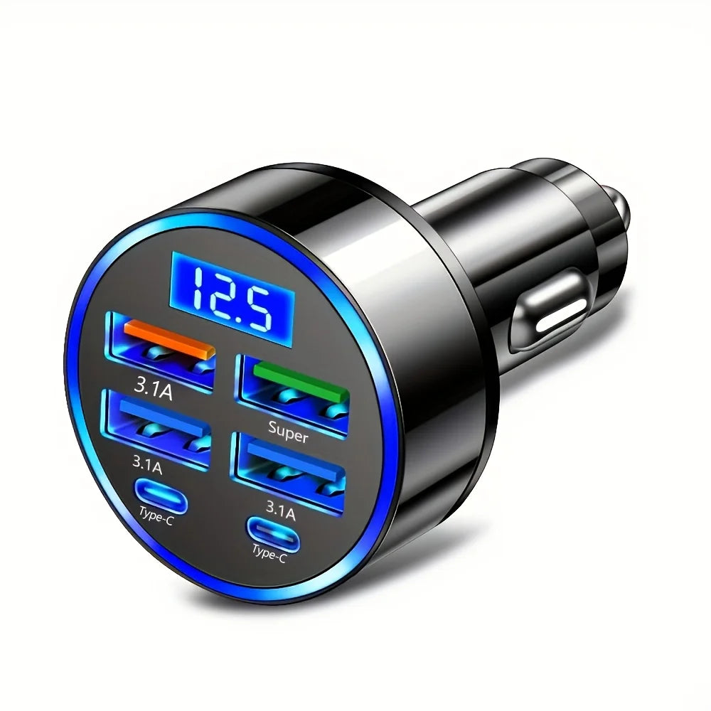 ⚡ Cargador Rápido USB para Auto 6 en 1