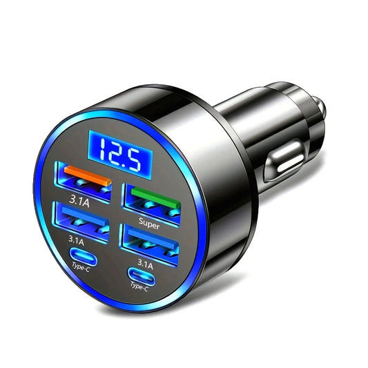 ⚡ Cargador Rápido USB para Auto 6 en 1